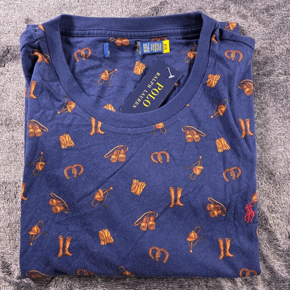 Polo Ralph Lauren Equestrian Horse Tack Print Jersey T Shirt Mens 3XLT
